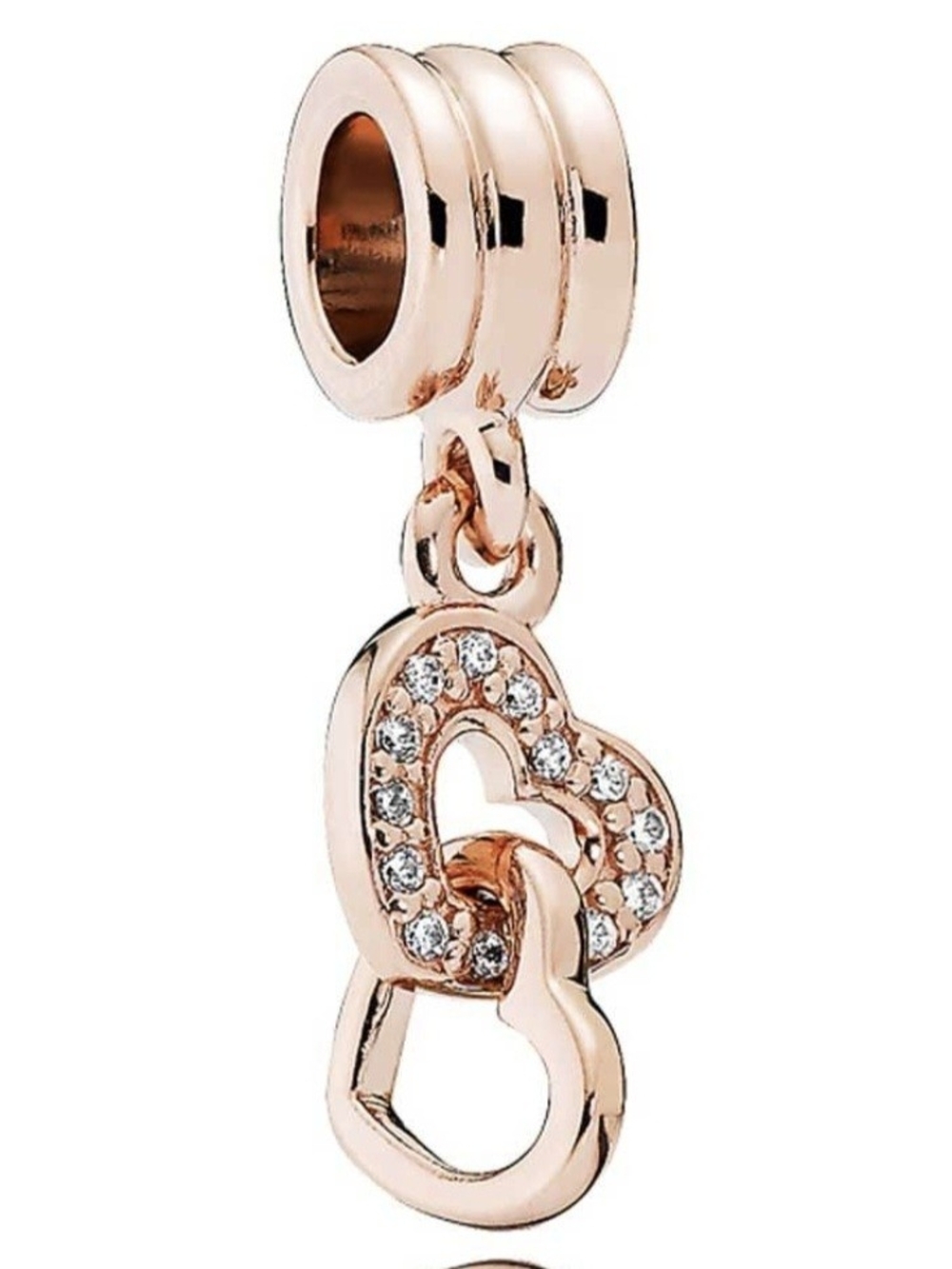 Pandora Rose Gold Interlocking Hearts Dangle Charm 781242CZ CZ Pavé Brand